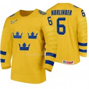 Maglia Hockey Suecia Mattias Norlinder Home 2020 Iihf World Junior Championship Giallo