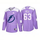 Maglia Hockey Tampa Bay Lightning Matthew Peca Autentico 2018 Fights Cancer Viola