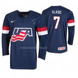 Maglia Hockey USA Alex Vlasic 2019 Iihf World U18 Championship Blu