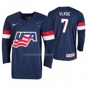 Maglia Hockey USA Alex Vlasic 2019 Iihf World U18 Championship Blu