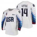 Maglia Hockey USA Broc Little 2018 Olympic Bianco