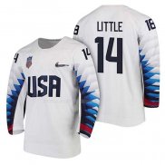 Maglia Hockey USA Broc Little 2018 Olympic Bianco
