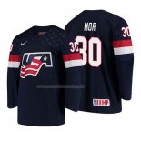 Maglia Hockey USA Jonathan Mor 2018 Iihf World Championship Giocatore Blu