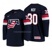 Maglia Hockey USA Jonathan Mor 2018 Iihf World Championship Giocatore Blu