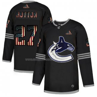 Maglia Hockey Vancouver Canucks Ben Hutton 2020 USA Flag Nero2