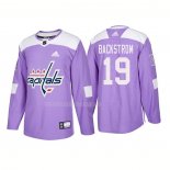 Maglia Hockey Washington Capitals Nicklas Backstrom Autentico 2018 Fights Cancer Viola