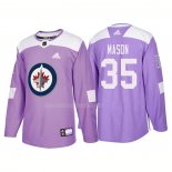 Maglia Hockey Winnipeg Jets Steve Mason Autentico 2018 Fights Cancer Viola