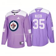 Maglia Hockey Winnipeg Jets Steve Mason Autentico 2018 Fights Cancer Viola