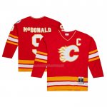 Maglia Hockey Calgary Flames Lanny Mcdonald Mitchell & Ness 1988-89 Captain Patch Blue Line Rosso