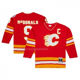 Maglia Hockey Calgary Flames Lanny Mcdonald Mitchell & Ness 1988-89 Captain Patch Blue Line Rosso