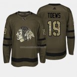 Maglia Hockey Chicago Blackhawks Jonathan Toews 2018 Salute To Service Verde Militare