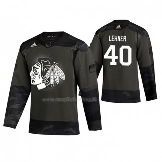 Maglia Hockey Chicago Blackhawks Robin Lehner 2019 Veterans Day Camuffamento