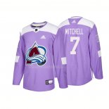Maglia Hockey Colorado Avalanche John Mitchell Autentico 2018 Fights Cancer Viola