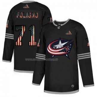 Maglia Hockey Columbus Blue Jackets Nick Foligno 2020 USA Flag Nero