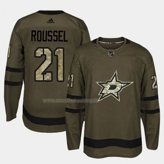 Maglia Hockey Dallas Stars Antoine Roussel 2018 Salute To Service Verde Militare