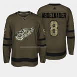 Maglia Hockey Detroit Red Wings Justin Abdelkader 2018 Salute To Service Verde Militare