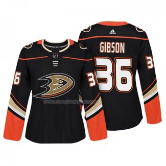 Maglia Hockey Donna Anaheim Ducks John Gibson Autentico Giocatore Nero