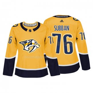 Maglia Hockey Donna Nashville Predators P.k. Subban Autentico Giocatore Giallo