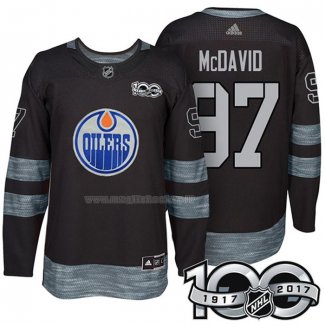 Maglia Hockey Edmonton Oilers Connor Mcdavid 1917-2017 100th Anniversario Nero