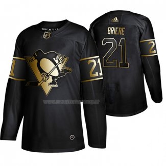 Maglia Hockey Golden Edition Pittsburgh Penguins Michel Briere Retired Giocatore Autentico Nero