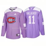 Maglia Hockey Montreal Canadiens Brendan Gallagher Autentico 2018 Fights Cancer Viola