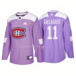 Maglia Hockey Montreal Canadiens Brendan Gallagher Autentico 2018 Fights Cancer Viola