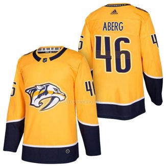 Maglia Hockey Nashville Predators Pontus Aberg Autentico Home 2018 Giallo