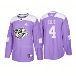 Maglia Hockey Nashville Predators Ryan Ellis Autentico 2018 Fights Cancer Viola