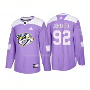 Maglia Hockey Nashville Predators Ryan Johansen Autentico 2018 Fights Cancer Viola