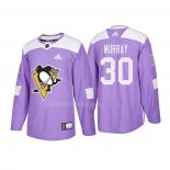 Maglia Hockey Pittsburgh Penguins Matt Murray Autentico 2018 Fights Cancer Viola