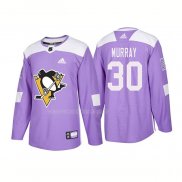 Maglia Hockey Pittsburgh Penguins Matt Murray Autentico 2018 Fights Cancer Viola