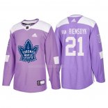 Maglia Hockey Toronto Maple Leafs James Van Riemsdyk 2018 Fights Cancer Viola