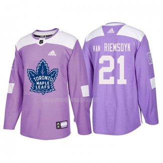 Maglia Hockey Toronto Maple Leafs James Van Riemsdyk 2018 Fights Cancer Viola
