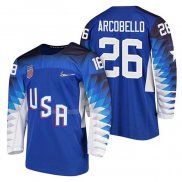 Maglia Hockey USA Mark Arcobello 2018 Olympic Blu2