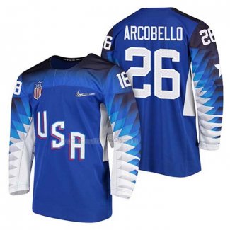 Maglia Hockey USA Mark Arcobello 2018 Olympic Blu2