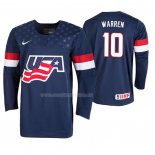 Maglia Hockey USA Marshall Warren 2019 Iihf World U18 Championship Blu