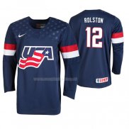 Maglia Hockey USA Ryder Rolston 2019 Iihf World U18 Championship Blu