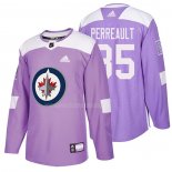 Maglia Hockey Winnipeg Jets Mathieu Perreault 2018 Fights Cancer Viola