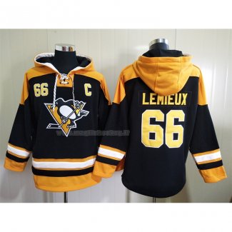 Felpa con Cappuccio Pittsburgh Penguins Mario Lemieux Nero