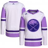 Maglia Hockey Buffalo Sabres Fights Cancer Autentico Blank Practice Bianco Viola