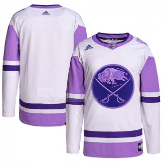 Maglia Hockey Buffalo Sabres Fights Cancer Autentico Blank Practice Bianco Viola
