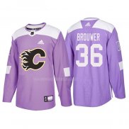 Maglia Hockey Calgary Flames Troy Brouwer 2018 Fights Cancer Viola