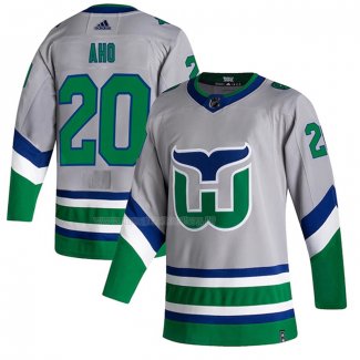 Maglia Hockey Carolina Hurricanes Sebastian Aho Reverse Throwback Autentico 2020-21 Gris