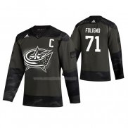 Maglia Hockey Columbus Blue Jackets Nick Foligno 2019 Veterans Day Camuffamento