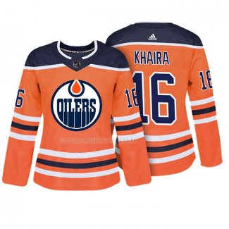 Maglia Hockey Donna Edmonton Oilers Jujhar Khaira Autentico Giocatore Arancione