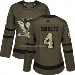 Maglia Hockey Donna Pittsburgh Penguins Justin Schultz 2018 Salute To Service Verde Militare