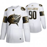 Maglia Hockey Golden Edition Columbus Blue Jackets Elvis Merzlikins Autentico Bianco