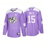 Maglia Hockey Nashville Predators Craig Smith Autentico 2018 Fights Cancer Viola