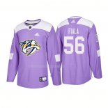 Maglia Hockey Nashville Predators Kevin Fiala Autentico 2018 Fights Cancer Viola