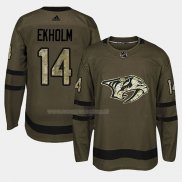 Maglia Hockey Nashville Predators Mattias Ekholm 2018 Salute To Service Verde Militare